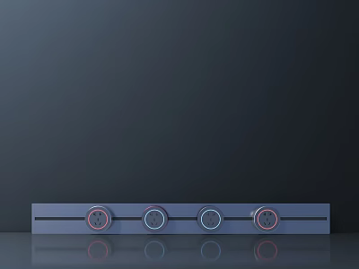 Modern Gray Switch Panel With Four Circular Switches And Sleek Reflective Surface 3d model