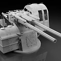 Detailed Artillery Weapon Model with Gun Barrel Mount Base and Storage Box
