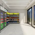 Modern Supermarket Interior With Shelves Full Of Products Refrigerators Bright Lighting And Windows