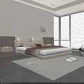 Modern Light Colored Double Bed With Upholstered Headboard Throw Blanket Nightstand And Bright Room Blinds