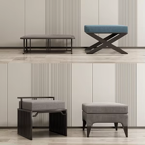 Modern bed end stool pedal low stool combination 3d model