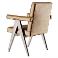 Tan Leather Upholstered Leisure Chair With Wooden Legs And Modern Design