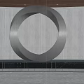 Metal Ring Sculpture with Modern Background Wall and Warm Lighting 3d model