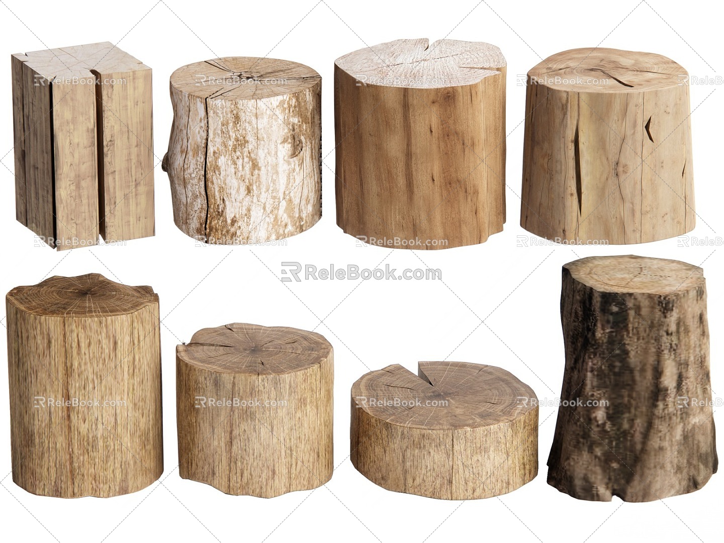 wood stake tree stool 3d model