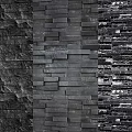 Black And Gray Stone Wall Design With Three Different Textures 3d model