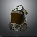 Safety Gas Mask With Brown Face Shield And Filter Canisters Adjustable Straps