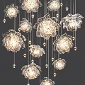 Lotus Shaped Crystal Chandeliers With Illuminated Pendants And Elegant Design