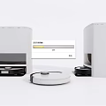 Modern White Upright Daily Electrical Appliances And Round Robotic Vacuum Cleaner
