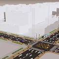 Road Infrastructure Featuring Urban Intersection With Traffic Lights Zebra Crossing Lanes Bus And Street Lamps