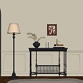 French Retro Side Cabinet Entrance Cabinet Floor Lamp 3d model