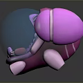 Pink Purple Biomorphic 3D Art Piece With Spiral Internal Structure And Smooth Shell Design