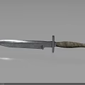 Sharp Tactical Knife With Metal Blade Camouflage Handle And Dark Surface Reflection
