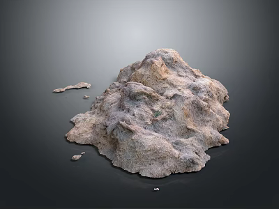 Rough Textured Natural Stone Pile With Small Fragments On Dark Background 3d model