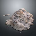 Rough Textured Natural Stone Pile With Small Fragments On Dark Background