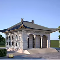 Traditional Stone Detached Villa With Arched Doorways And Curved Eaves In Landscaped Garden