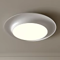 White Round Flush Mount Ceiling Light Installed On Ceiling For Bright Home Interior Lighting