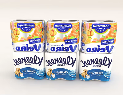 Display Of Stacked Branded Paper Rolls For Daily Use 3d model