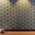 Bedroom Accent Wall With 3D Geometric Pattern And Decor
