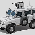 UN Armored Utility Vehicle with Roof Mounted Machine Gun and Off Road Tires
