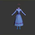Blue Princess Dress Featuring Red Decorations Headband And Matching Shoes