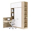 Simple Desk Wardrobe Combination 3d model