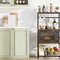 Multi tiered Kitchen Storage Shelf With Microwave Fruit Jars And Spices Basket