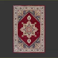 Traditional Oriental Rug Design With Red Central Medallion And Intricate Geometric Patterns