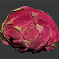 Fresh Ripe Pink Dragon Fruit Close Up On Black Background With Reflection