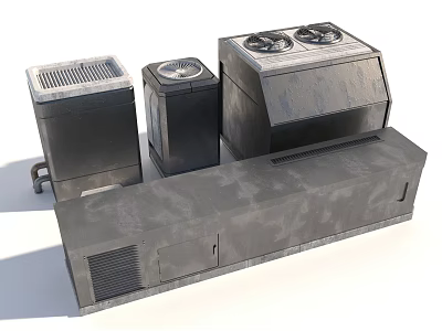 Various Air Conditioner Fans With Portable Units Multiple Fan Designs And Long Ventilation Systems 3d model
