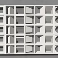 Modern White Geometric Partition Design With Square And Circular Openings