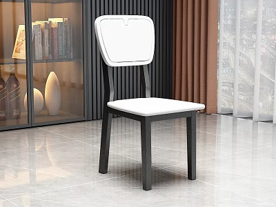 Modern Dining Chair With Black Frame And White Seat In Minimalist Design 3d model