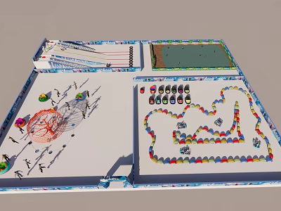 Tabletop Board Game With Colorful Path Playing Pieces Storage And Accessories 3d model