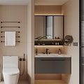 Toilet Finished Washbasin Toilet Bathtub Shower Partition Bathroom Blinds Towel Rack Carpet Trash Bin Slippers 3d model