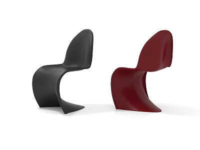 Black and Red Modern Accent Chairs with Unique Curved Streamlined Stylish Design 3d model