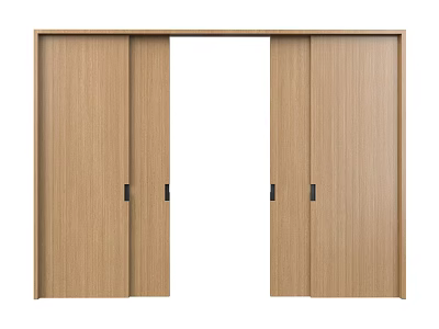 Modern Natural Wood Sliding Doors With Double Panel Sleek Interior Design 3d model
