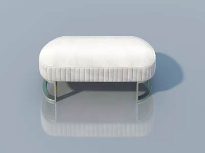 White Flush Door With Metal Frame And Stitched Surface On Gray Reflective Background 3d model
