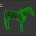 Brown Horse Adorned With Green Garland And Golden Ornaments On Gray Background