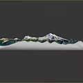 3D Topographic Mountain Landscape With Snow Capped Peaks Green Vegetation And Blue Water Bodies