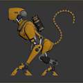 Yellow Mechanical Robot Dog Featuring Spiral Tail And Robotic Legs Design