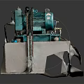 Industrial Blue Green Motor Pump Unit Mounted On Metal Base Structure 3d model