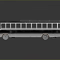 Black Bus With Roof Rack Elongated Windows White Stripes And Shiny Surface