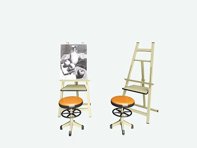 Modern easel easel drawing board stool 3d model