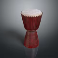 Traditional Red Djembe Drum With White Drumhead And Carved Wooden Body