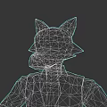 Animated Wolf Anthropomorphic Game Movie Character Wearing White Shirt Blue Vest And Tie