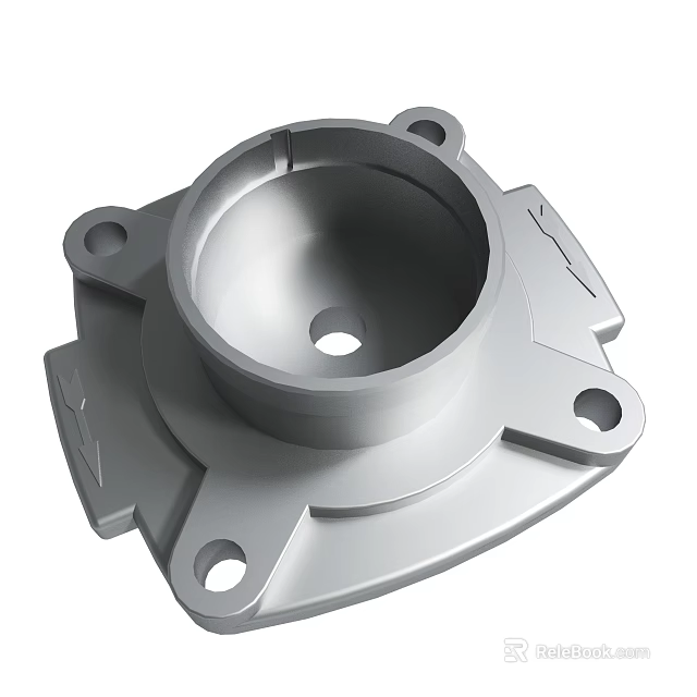 Industrial Metal Mechanical Component With Circular Center And Mounting Holes Design 3d model 