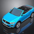 Blue Convertible SUV Car With Open Roof Modern Design And Shiny Silver Wheels