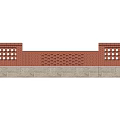 Red Brick Building Exterior Wall With Stone Base And Perforated Design Sections 3d model