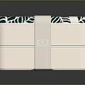 Display Shelf With Double Layer Bento Box Featuring Green Leaf Pattern And White Strap 3d model
