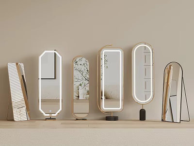 Various Modern Mirrors With Different Shapes And Designs For Home Decoration 3d model