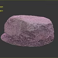Rough Textured Natural Stone Piece Placed On Black Base With Green Moss 3d model